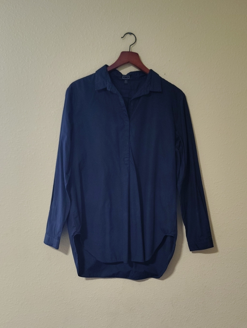 AYR 100% Cotton The Easy Cotton Popover Tunic Button Shirt Size L Coastal Beachy
